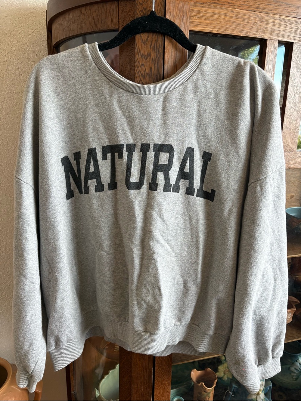 Gray 'Natural' Graphic Crewneck Sweatshirt - Comfortable Everyday Pullover